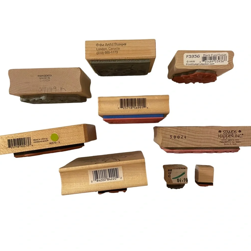Flowers Bouquet Garden 9 Wood Block Rubber Stamps Medium Small Mixed Lot